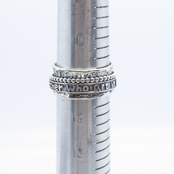 925 Sterling Silver Vintage Israel "Our Father Who Art In Heaven" Ring Size 11.5 - Picture 7 of 7
